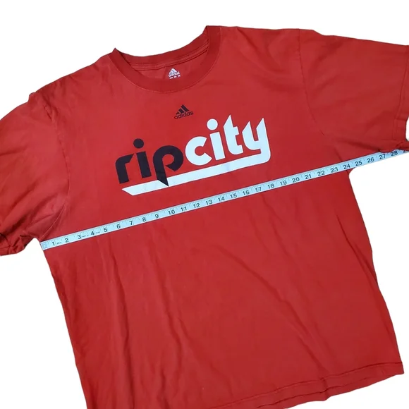 💥SOLD💥 PORTLAND TRAILBLAZERS Shirt RIP CITY Spell Out ADIDAS NBA - Picture 4 of 6